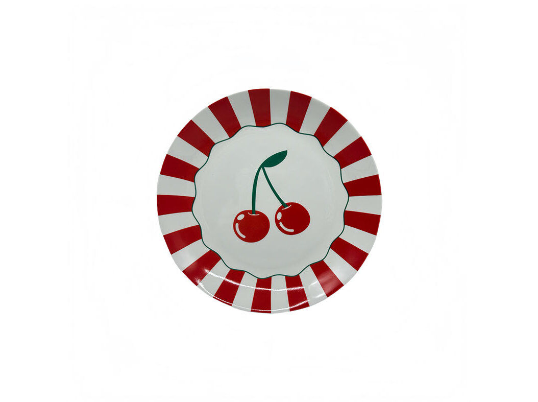 PRATO SOBREMESA ACTUEL PORCELANA RISCA ROSA 19CM