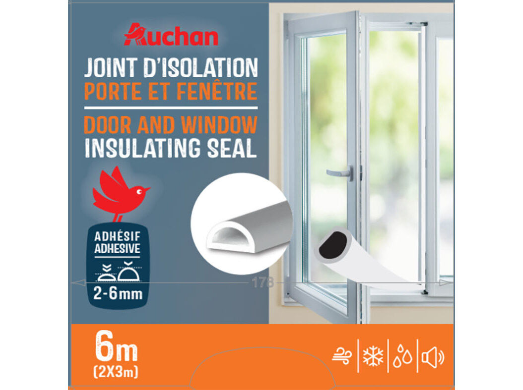 VEDANTE DE BORRACHA AUCHAN PORTAS/JANELAS PRETO 6MX9MMX1-4MM image number 0