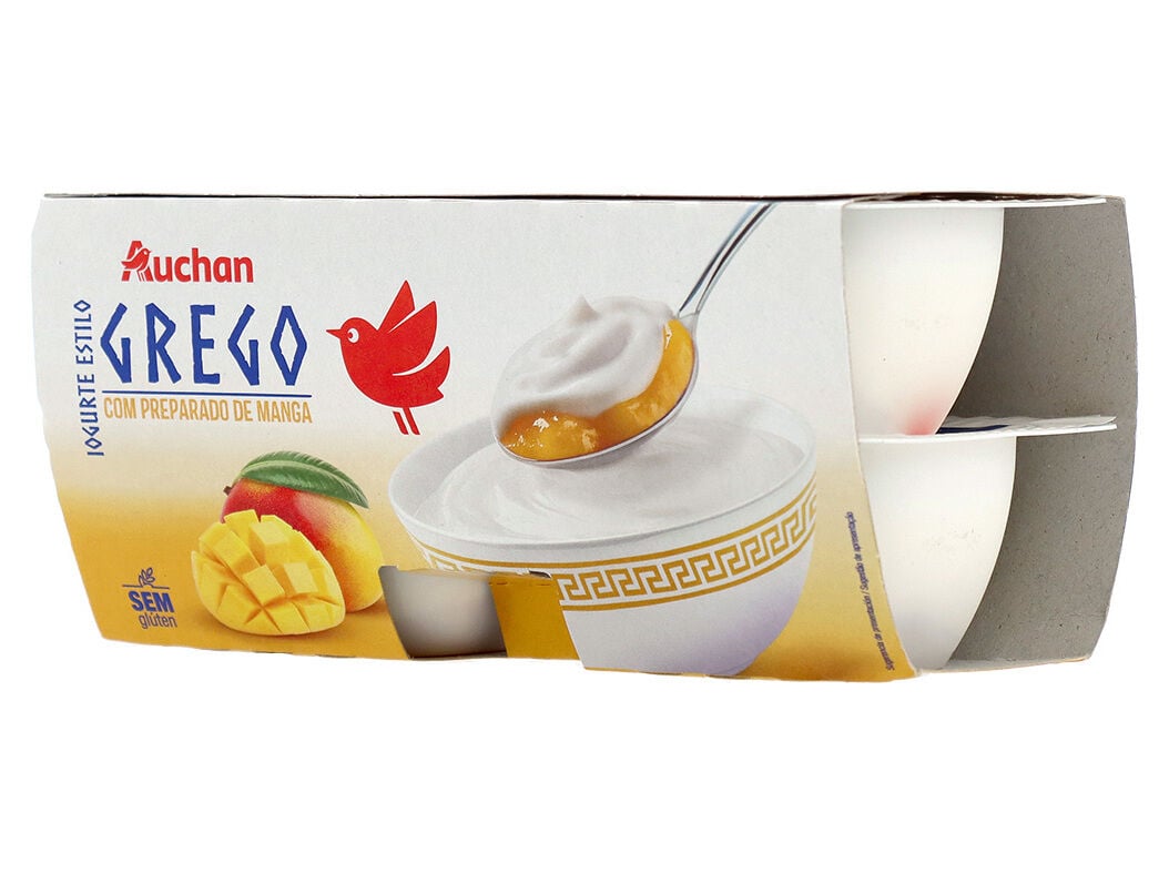 IOGURTE GREGO AUCHAN COM PEDA&Ccedil;OS MANGA SEM GL&Uacute;TEN 4X125G image number 1