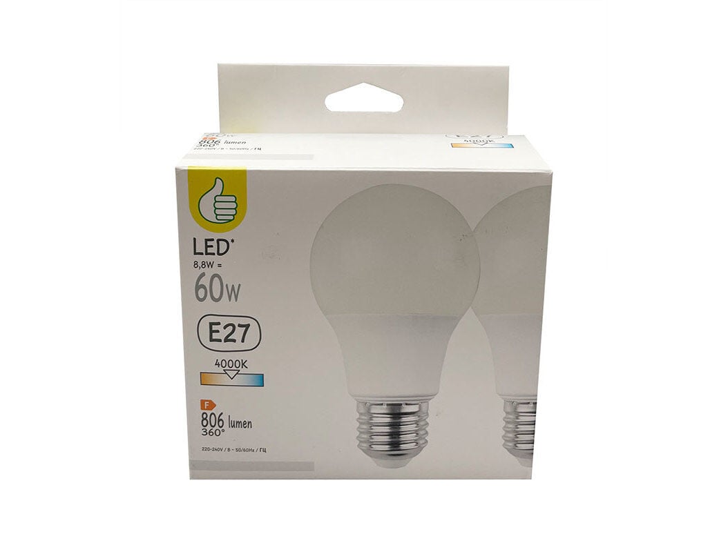 L&Acirc;MPADA LED E27 POLEGAR LUZ BRANCA 60W 2 UNIDADES image number 1