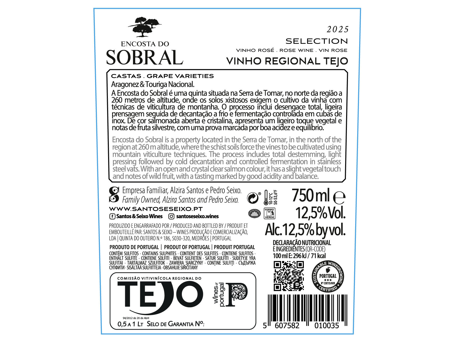 VINHO ROS&Eacute; ENCOSTA DO SOBRAL SELECTION TEJO 0.75L image number 1