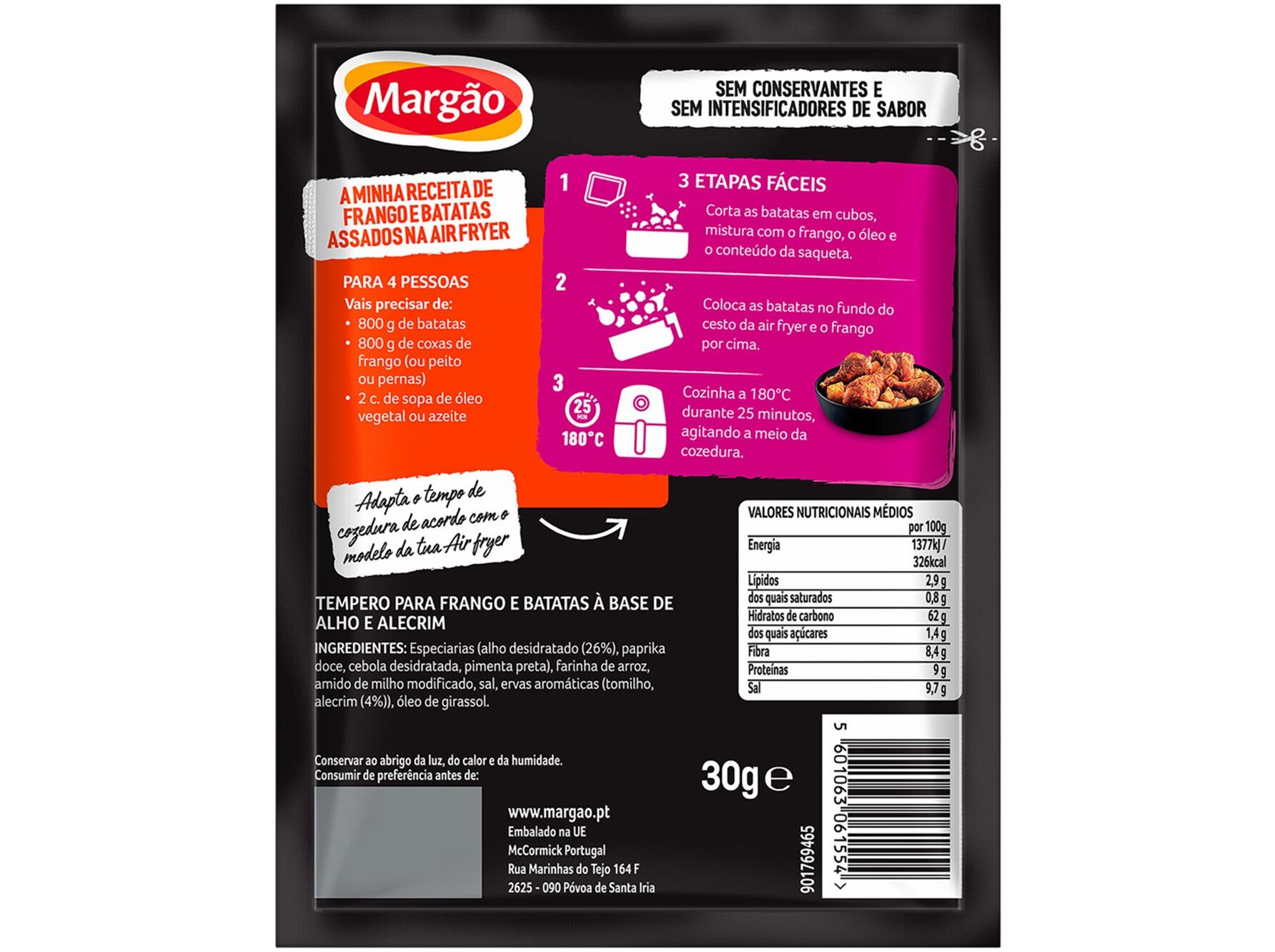 TEMPERO MARG&Atilde;O FRANGO&BATATAS AIR FRY 30G image number 1