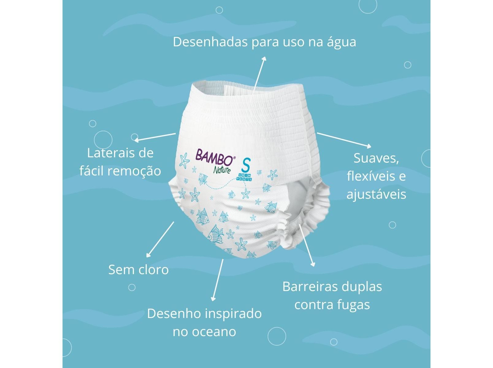 FRALDAS BAMBO NATURE SWIM S 7-12KG 12UN image number 2