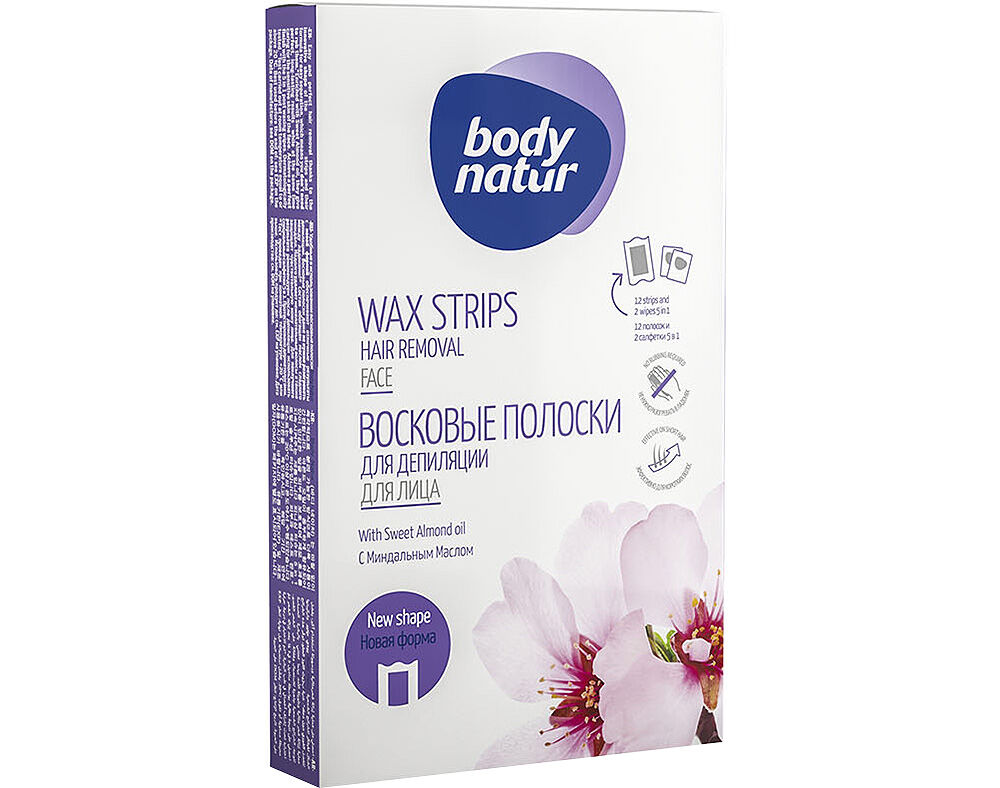 BANDAS CERA ROSTO BODY NATUR 12UN + 2 TOALHITAS