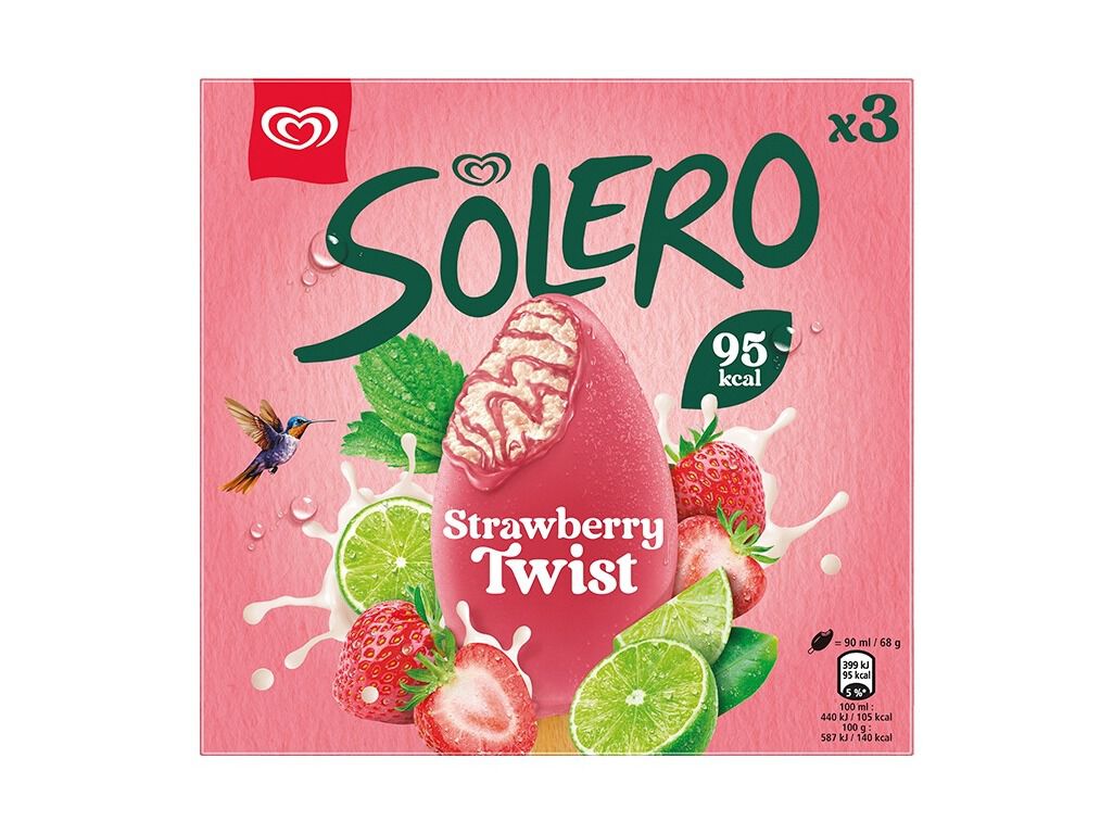 GELADO SOLERO TWIST MORANGO 3X90ML