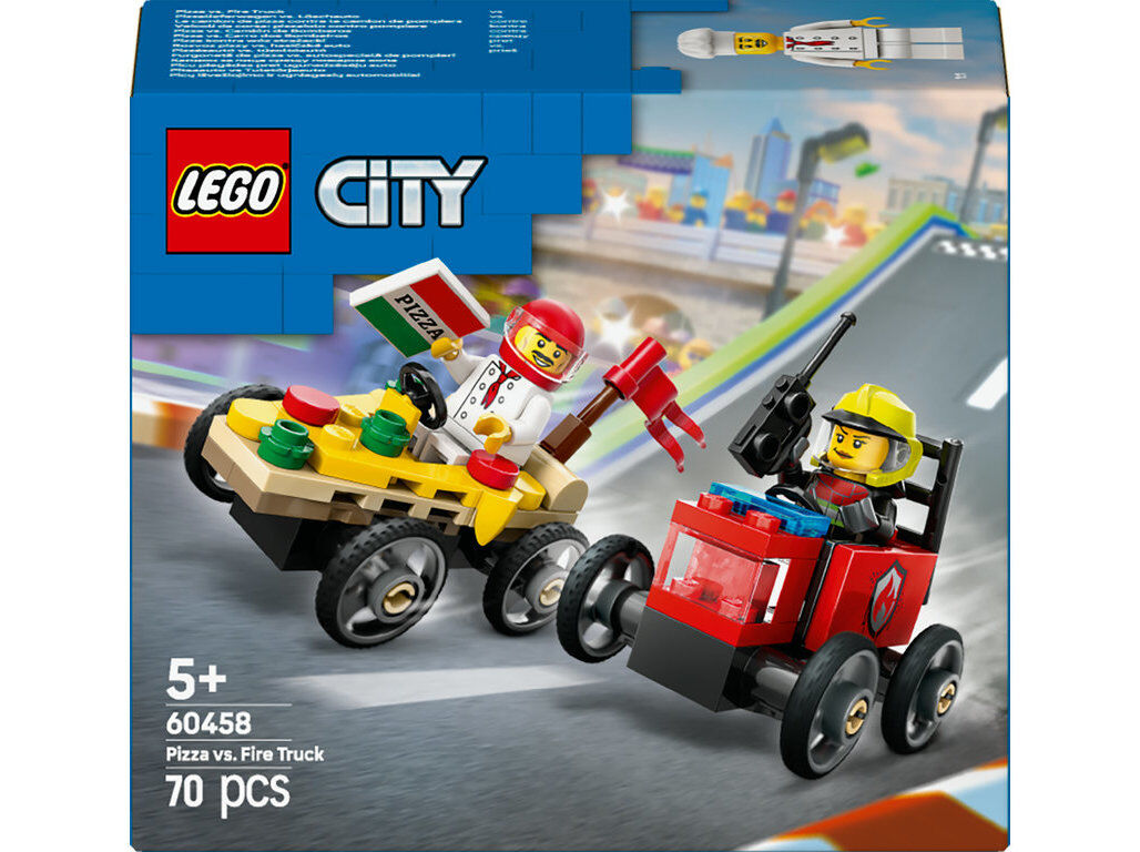 PACK DE CARROS DE CORRIDA PIZZA VS. CARRO DOS BOMBEIROS LEGO CITY GREAT 60458