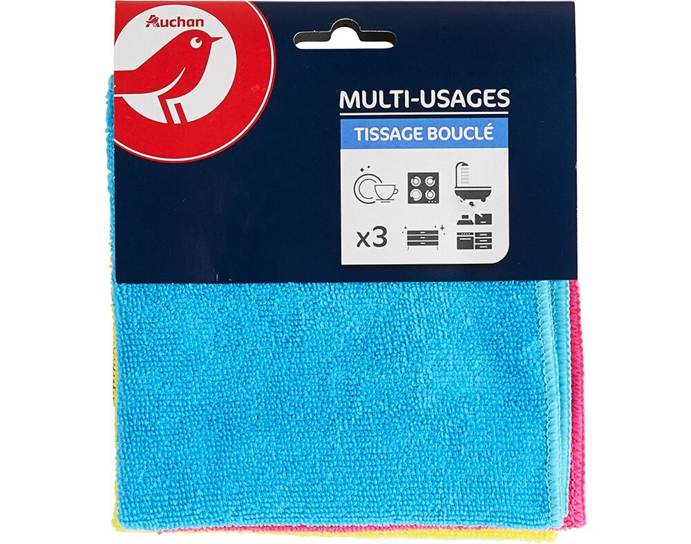 PANO AUCHAN MICROFIBRAS MULTIUSOS TRICOLOR 3UN image number 0