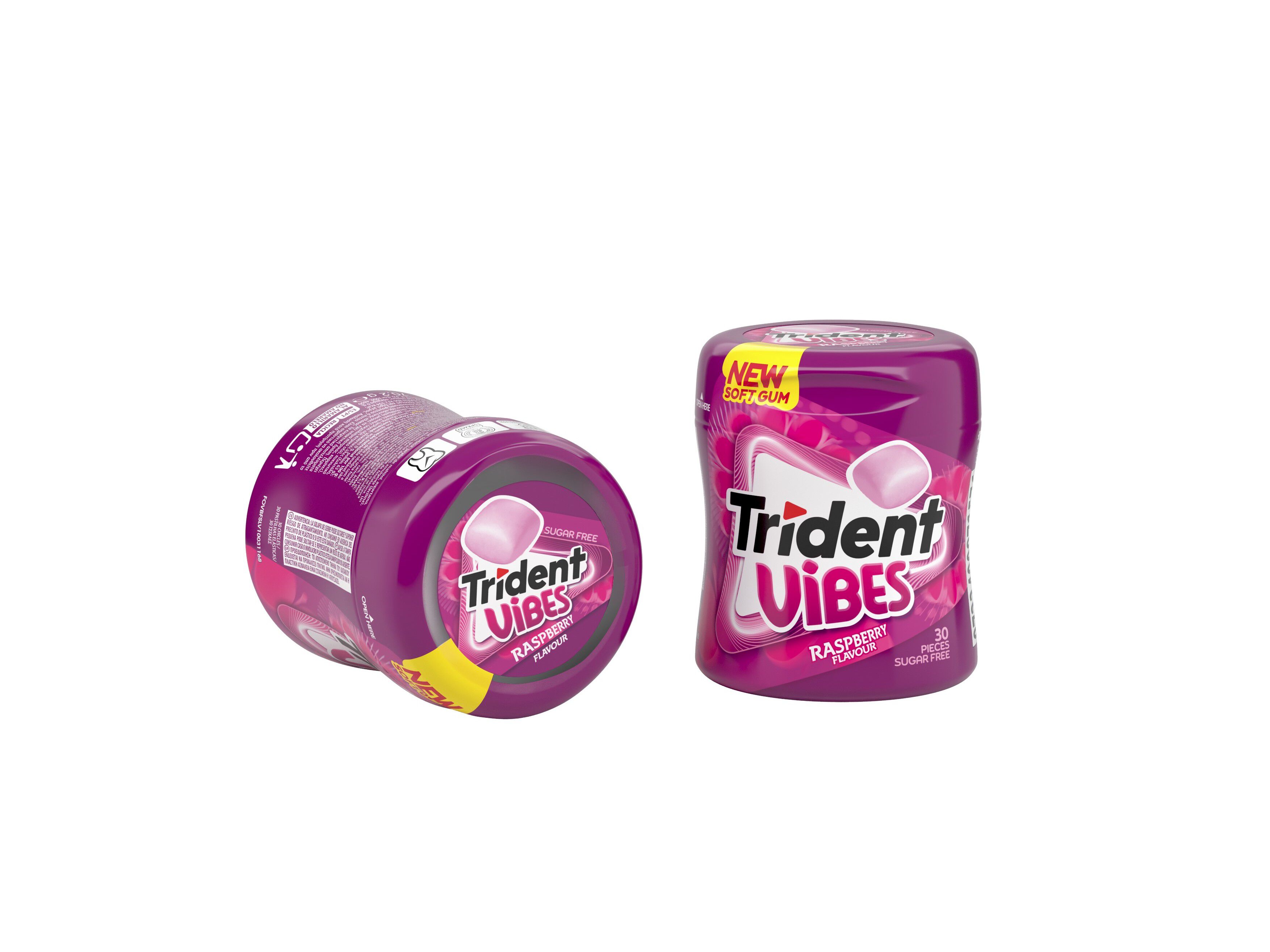 PASTILHAS SEM A&Ccedil;UCAR TRIDENT VIBES BOTTLE FRAMBOESA 70.2GR image number 1