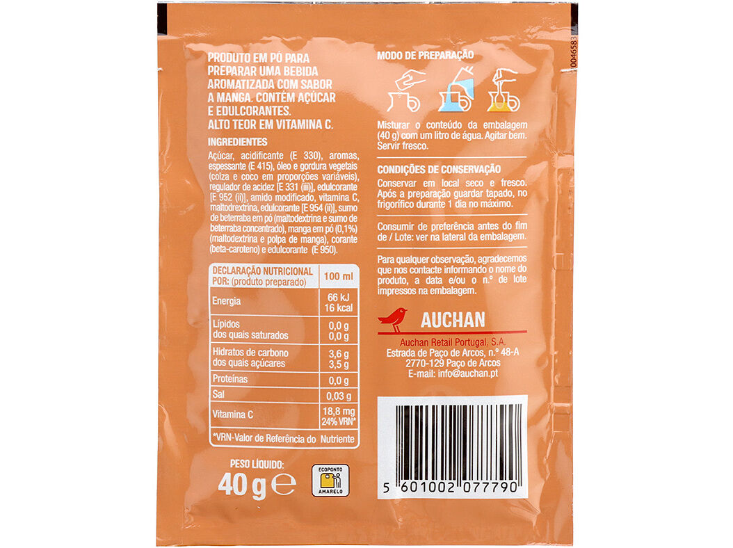 BEBIDA AUCHAN INSTANT&Acirc;NEA MANGA 40G image number 1