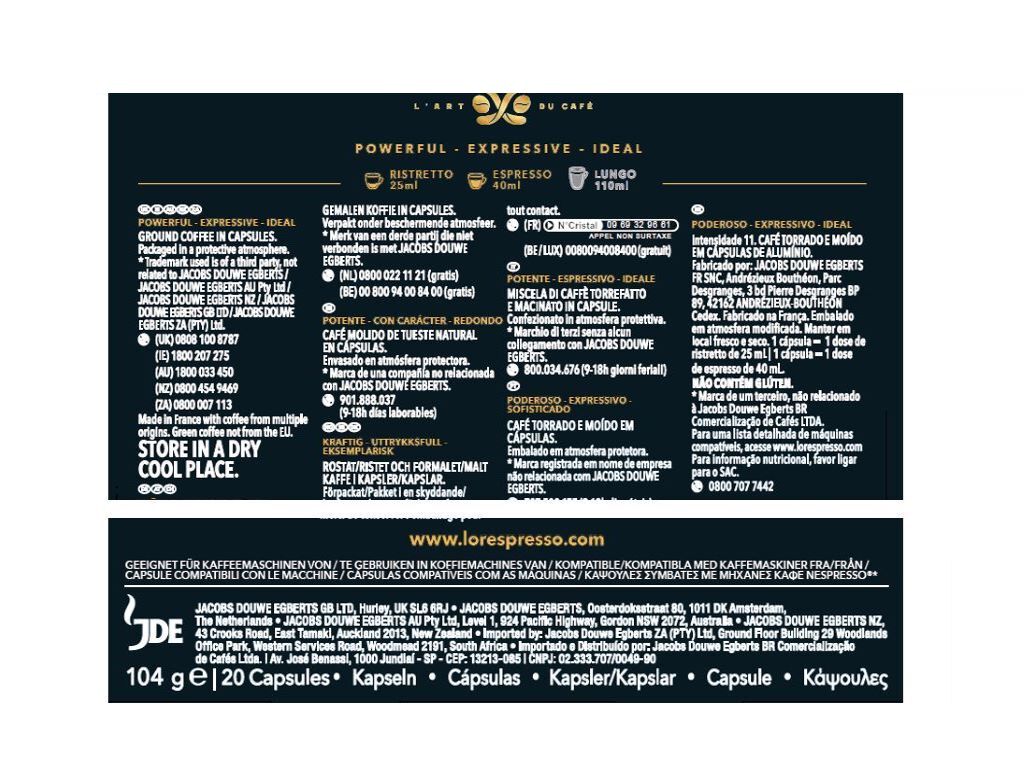 C&Aacute;PSULAS L'OR RISTRETTO 20UN image number 1