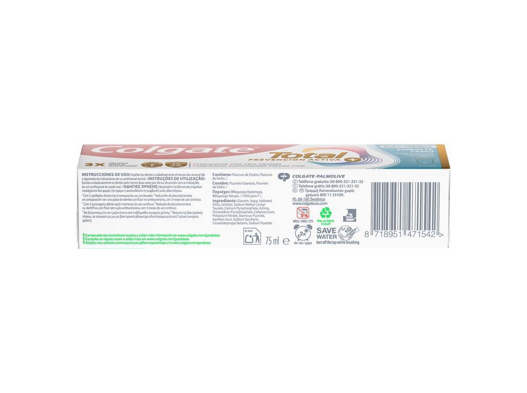 PASTA DE DENTES PROTE&Ccedil;&Atilde;O TOTAL AVAN&Ccedil;ADA ESMALTE SAUD&Aacute;VEL COLGATE 75ML image number 2
