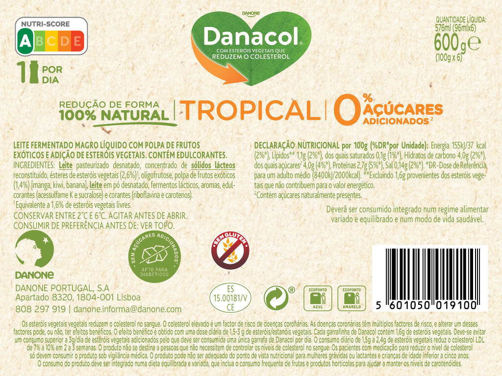 DANACOL DANONE L&Iacute;QUIDO FRUTOS TROPICAIS 6X100G image number 1