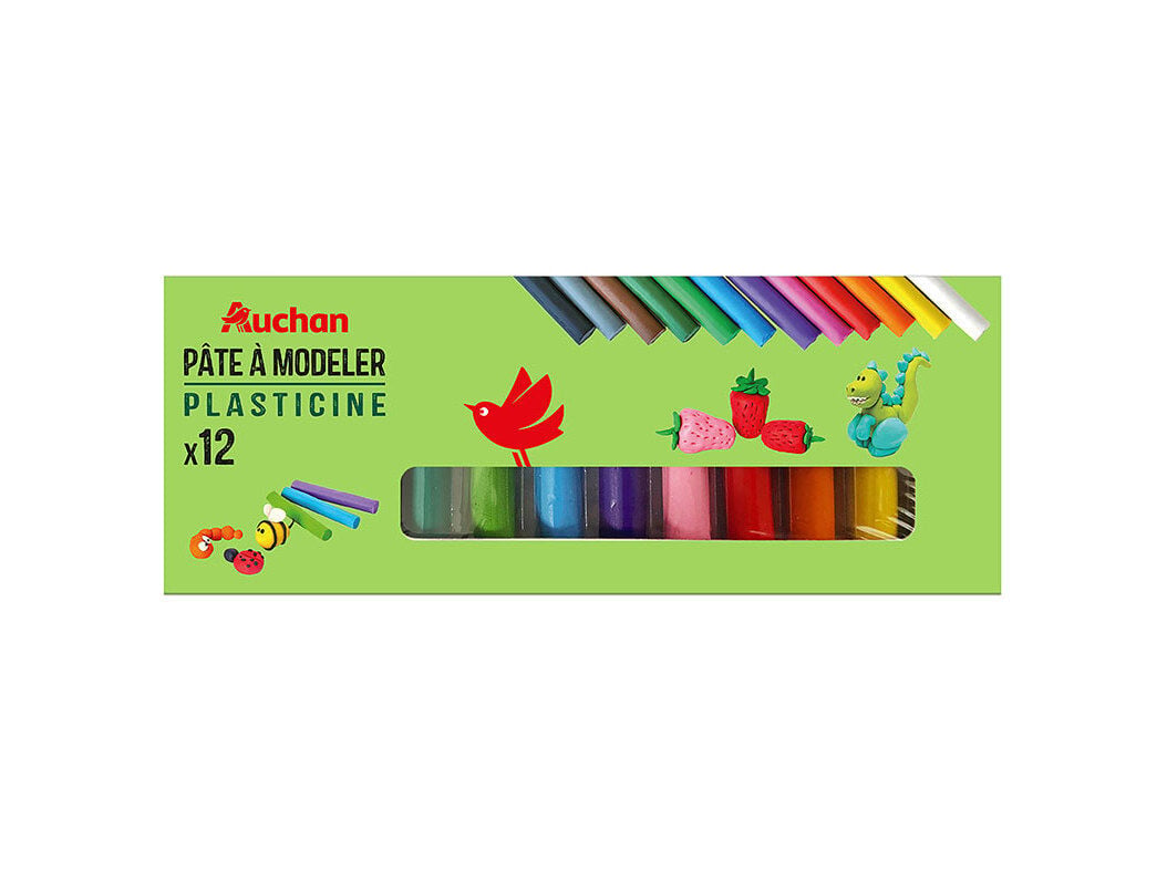 PLASTICINA EM BARRA AUCHAN 12 UNIDADES