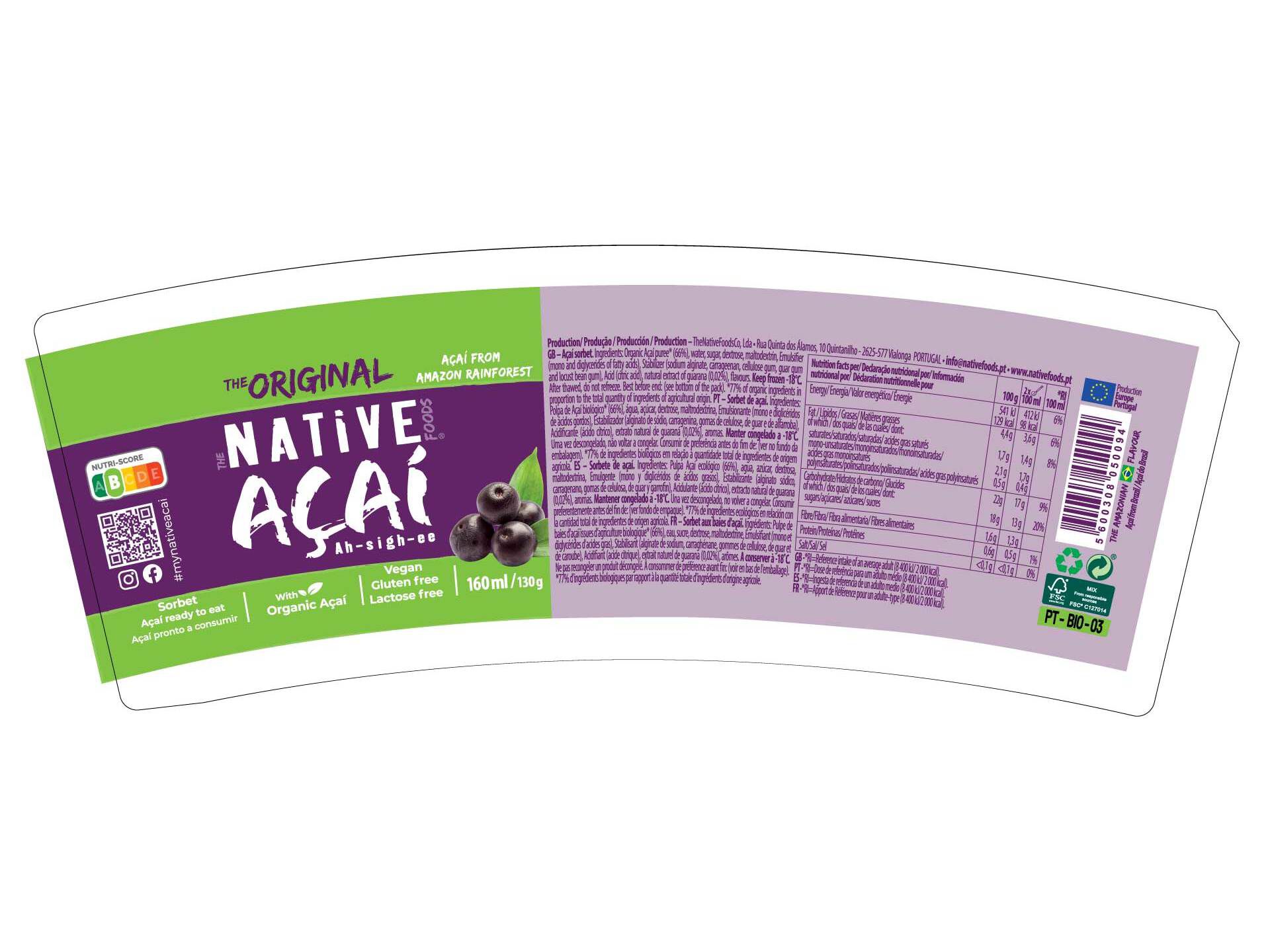 POLPA NATIVE FRUTA A&Ccedil;A&Iacute; E GUARAN&Aacute; 160ML image number 1