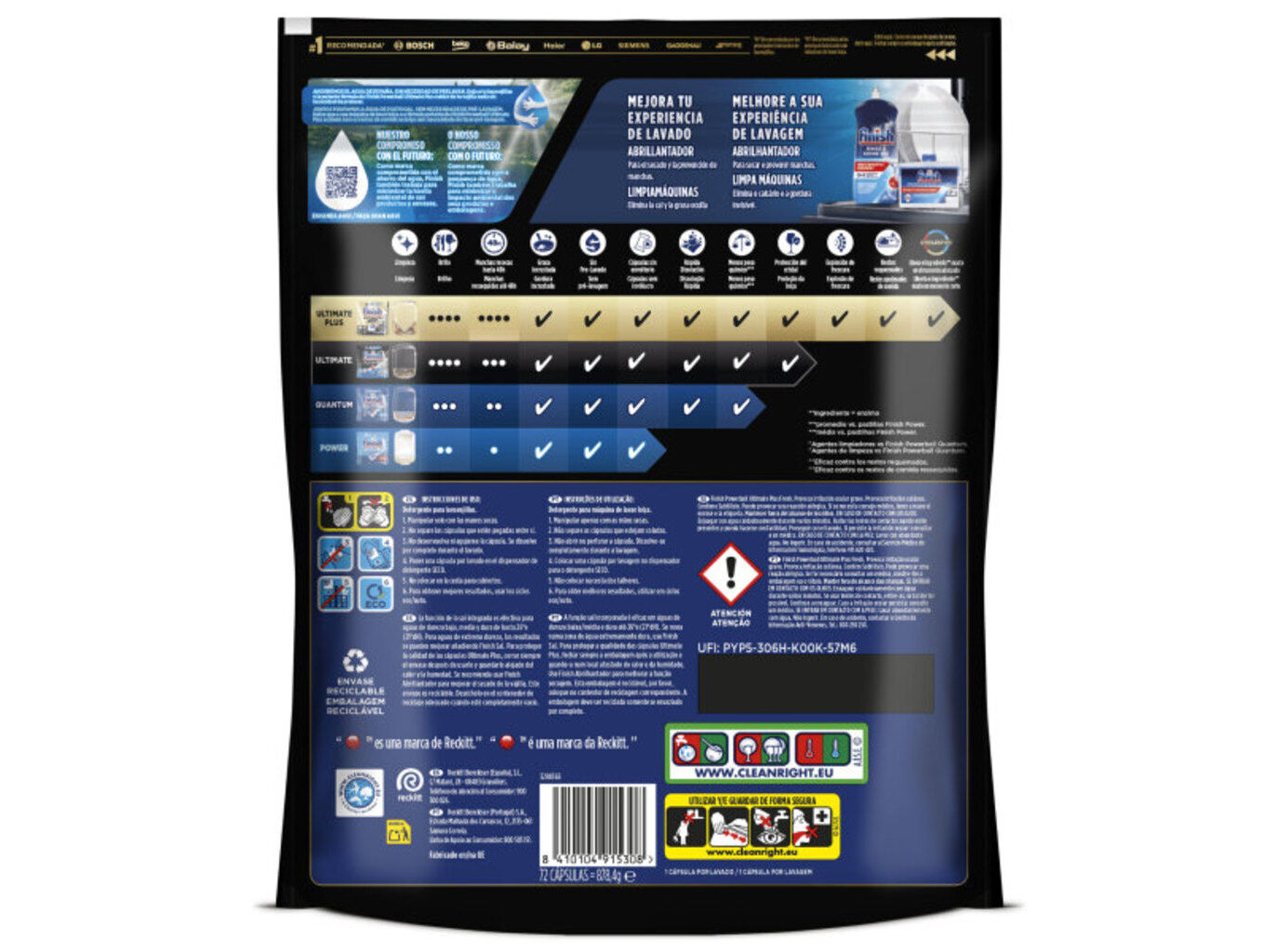 DETERGENTE LOI&Ccedil;A M&Aacute;QUINA FINISH ULTIMATE PLUS REGULAR 72P image number 1