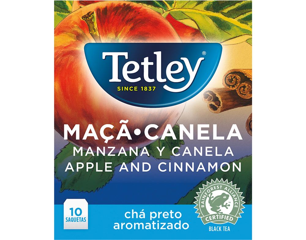 CH&Aacute; TETLEY MA&Ccedil;&Atilde; E CANELA 10 SAQUETAS