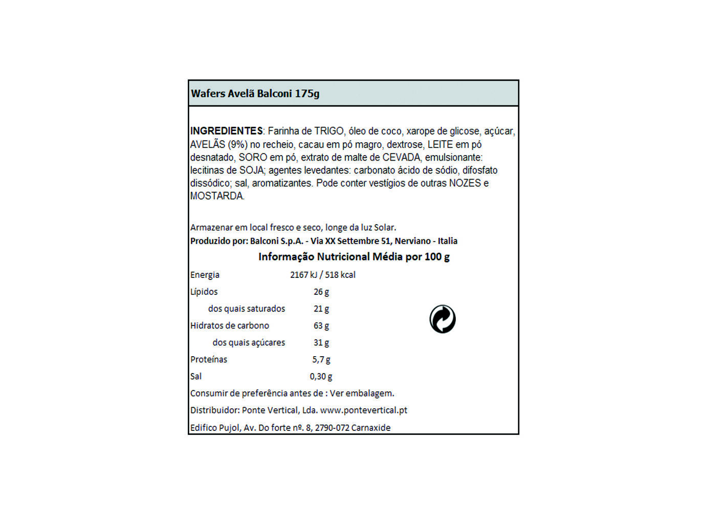 WAFFERS BALCONI AVEL&Atilde; 175G image number 1