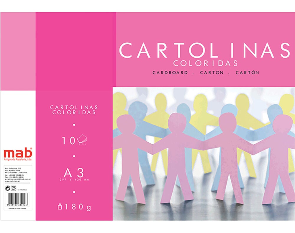 BLOCO DE CARTOLINA MAB CORES SORTIDAS A3 10 FOLHAS