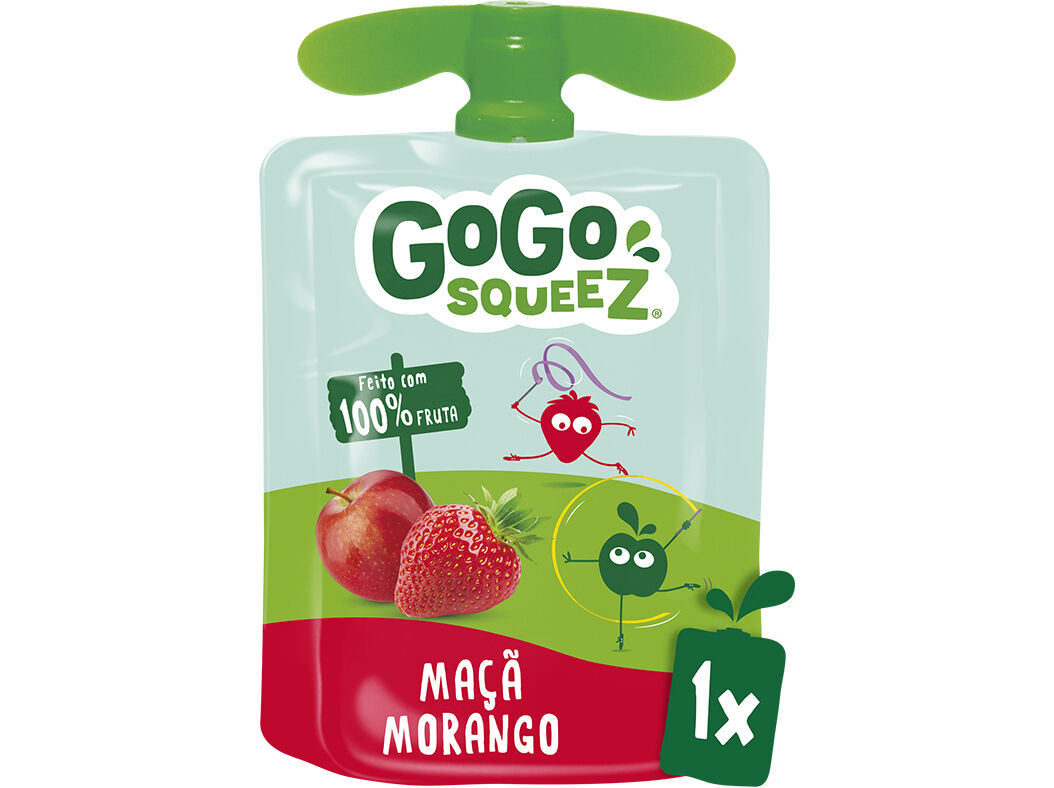 SAQUETA FRUTA GO GO SQUEEZ MORANGO E MA&Ccedil;&Atilde; 90G