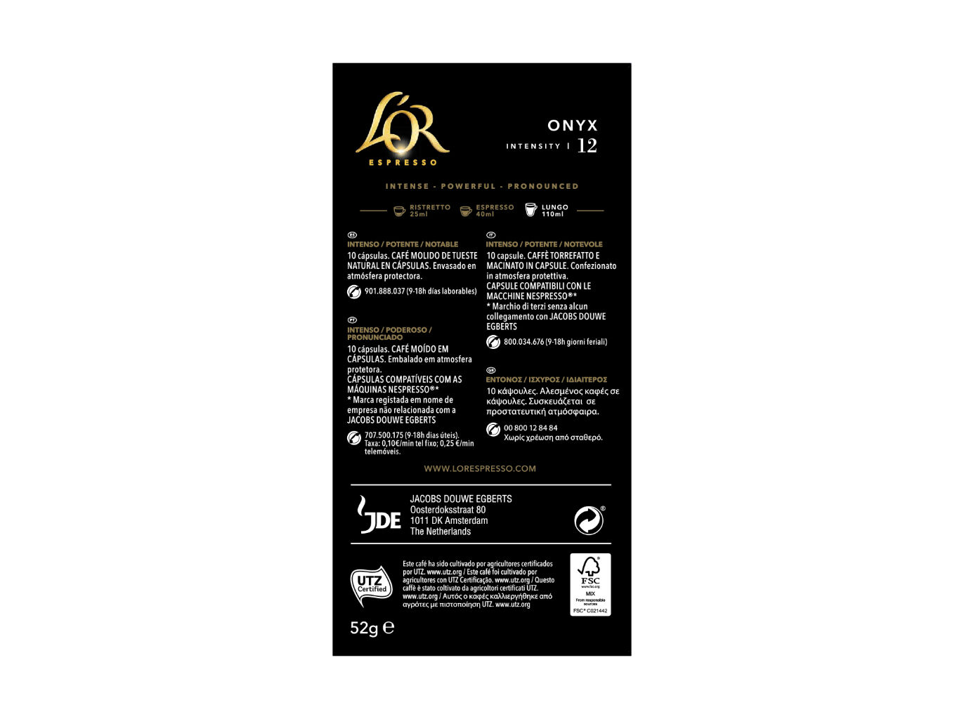 C&Aacute;PSULAS CAF&Eacute; L'OR ONYX 10 UN image number 1
