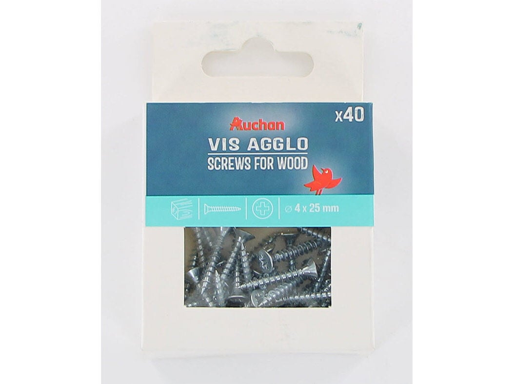 PARAFUSO PARA MADEIRA AUCHAN 40 PE&Ccedil;AS 4X25MM image number 0