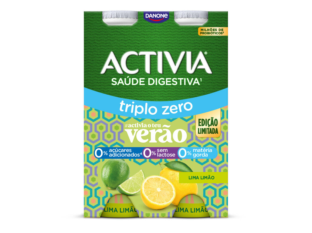 BIFIDUS DANONE ACTIVIA L&Iacute;QUIDO LIMA E LIM&Atilde;O 0% 4X155G