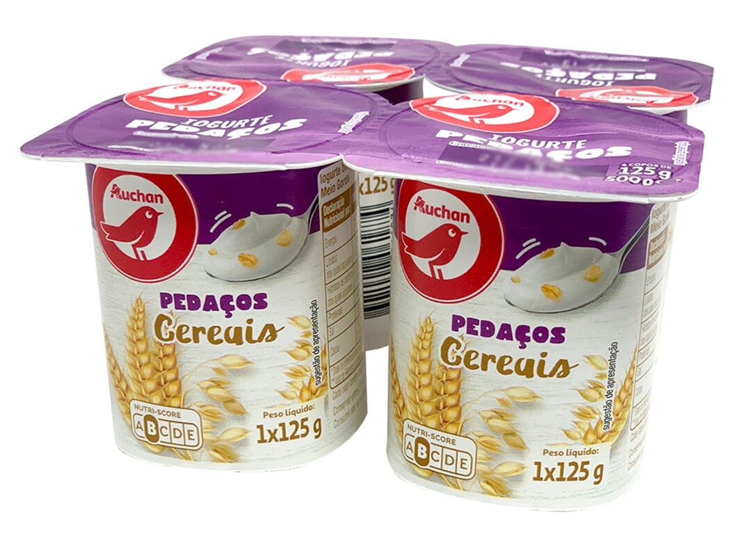 IOGURTE AUCHAN PEDA&Ccedil;OS CEREAIS 4X125G image number 0