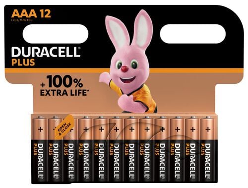 PILHA ALCALINA DURACELL PLUS AAA LR03 PACK 12 UNIDADES image number 1
