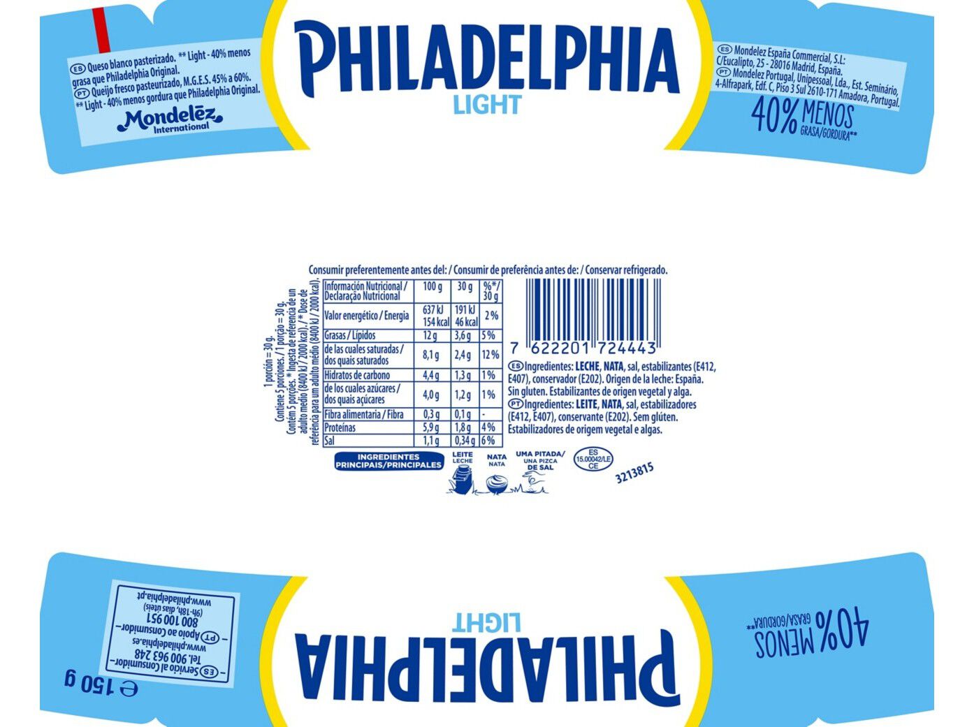 QUEIJO CREME PHILADELPHIA LIGHT 150GR image number 1