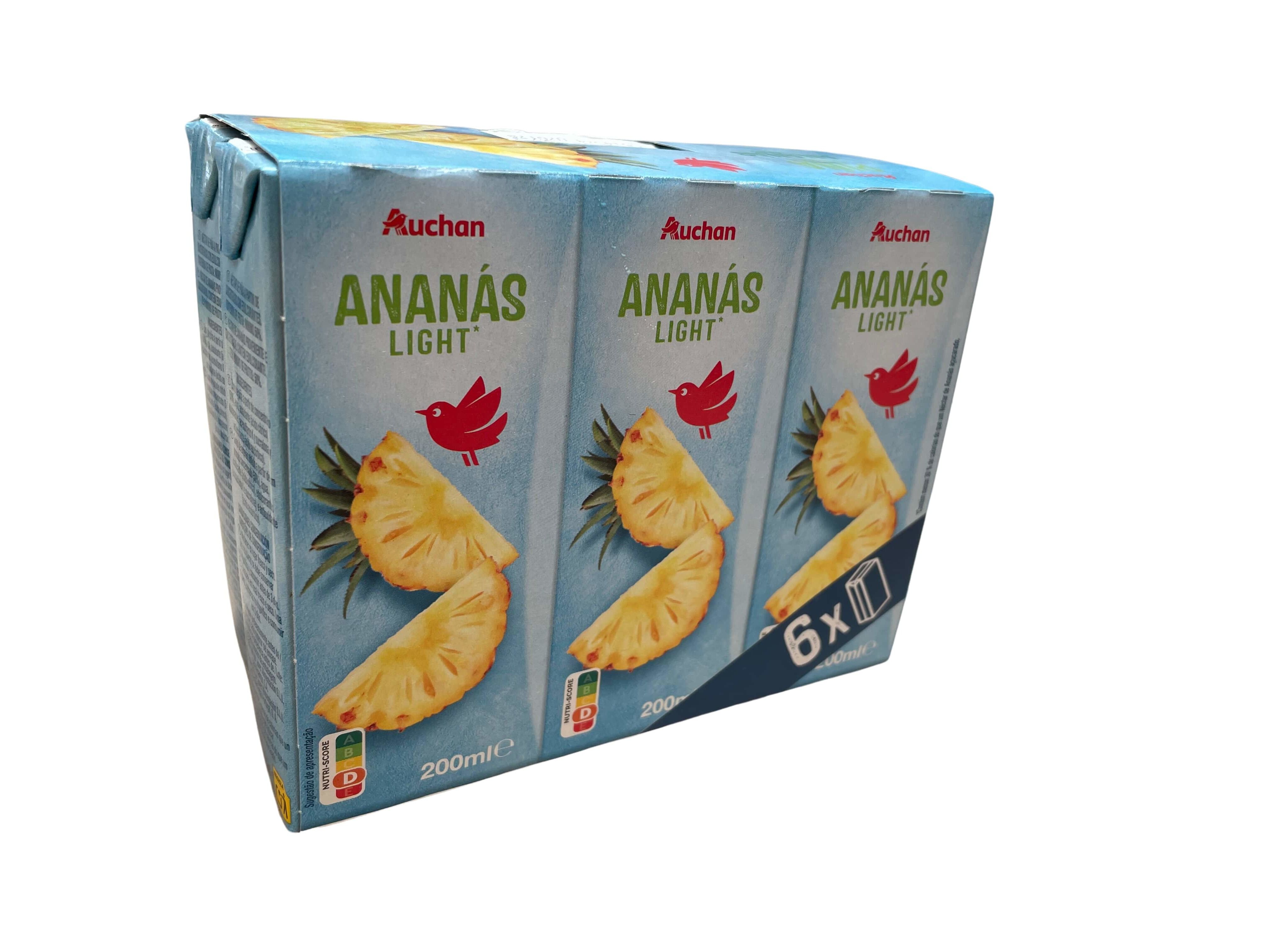 N&Eacute;CTAR AUCHAN ANAN&Aacute;S LIGHT 6X200ML image number 0