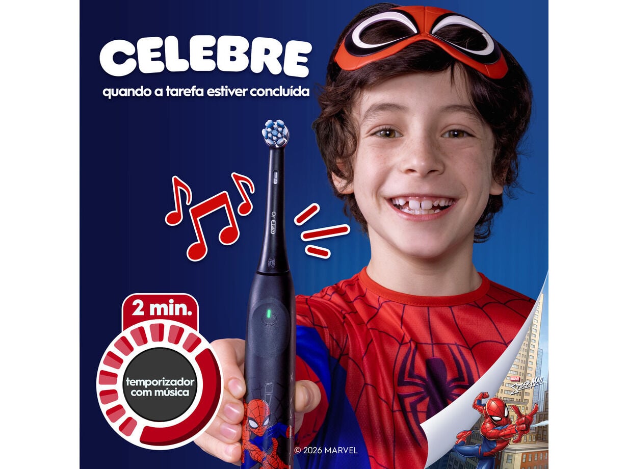 ESCOVA EL&Eacute;CTRICA IO ORAL-B KIDS 6+ SPIDERMAN 1UN image number 4