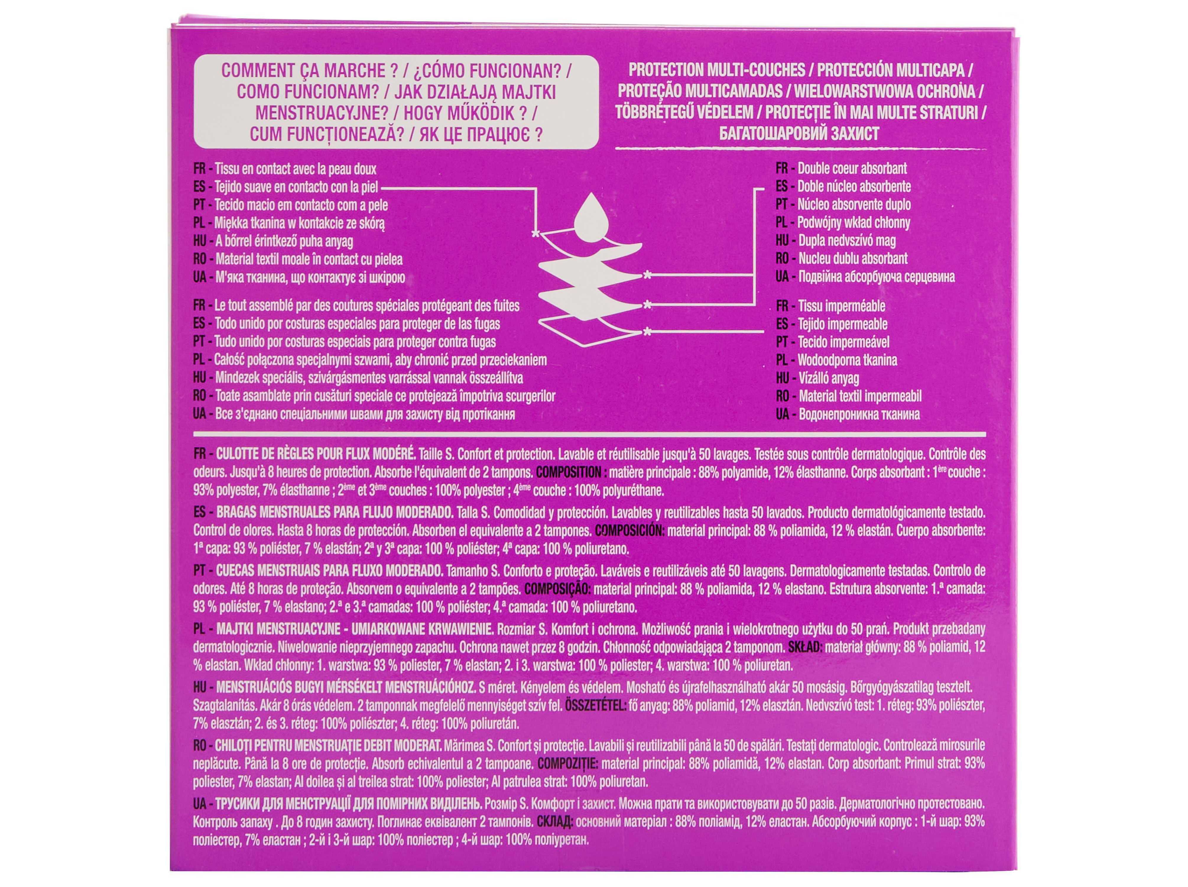 CUECAS MENSTRUAIS AUCHAN PRETO FLUXO MODERADO S 3UN image number 3