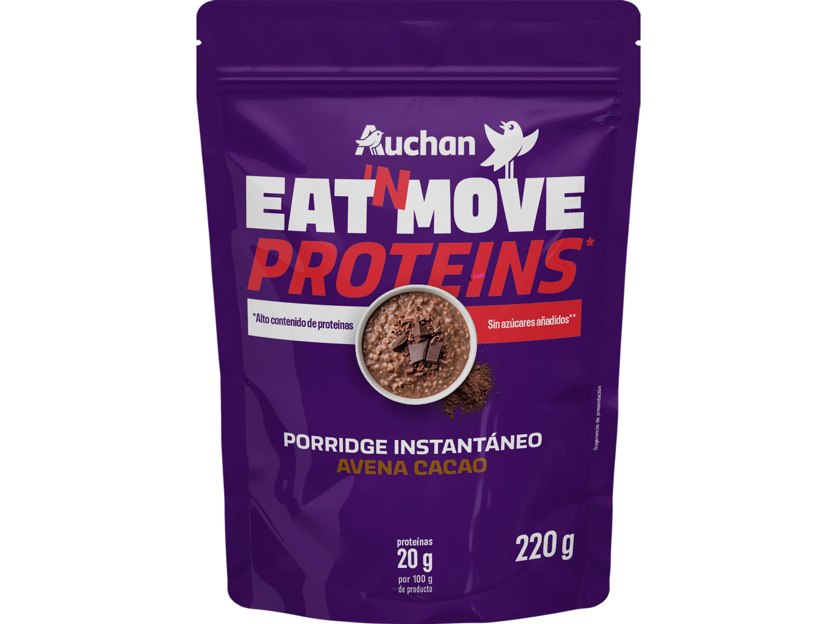 AVEIA AUCHAN EAT'N MOVE PROTEINS COM CACAU EM P&Oacute; 220G image number 0