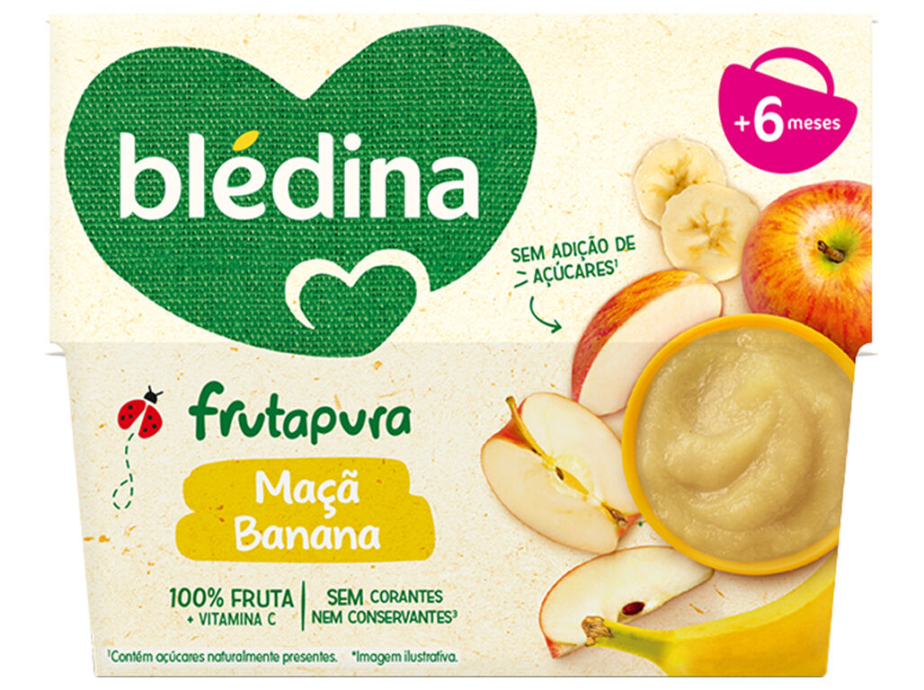 FRUTA BLEDINA 100% MA&Ccedil;&Atilde; E BANANA 4X95G