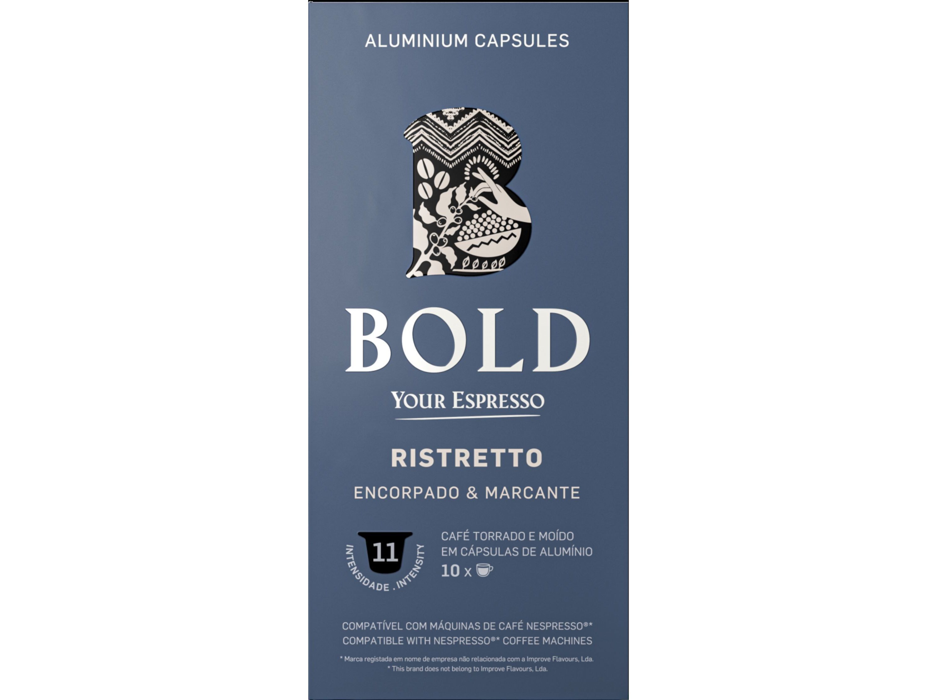 C&Aacute;PSULAS CAF&Eacute; BOLD ALUMINIO COMPAT&Iacute;VEL COM NESPRESSO RISTRETTO 10 UN image number 0