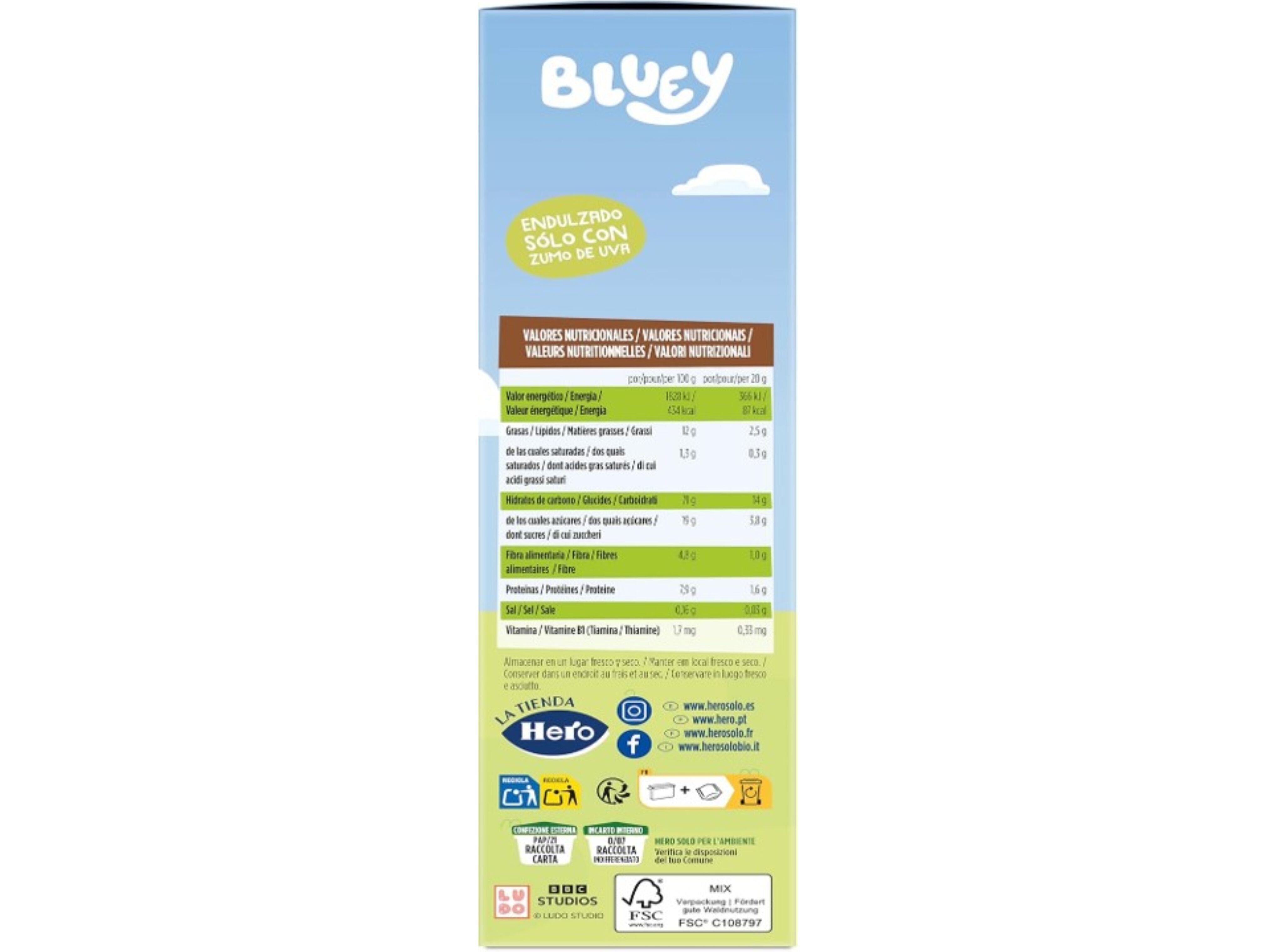 BOLACHAS HERO BLUEY CACAU 100G (5X20G) image number 1