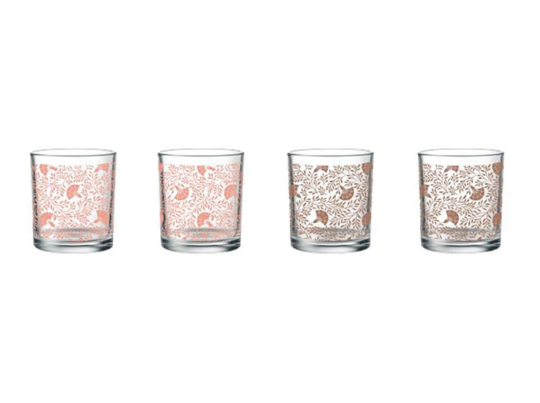 CONJ 4 COPOS VIDRO ACTUEL DECORADOS 25CL