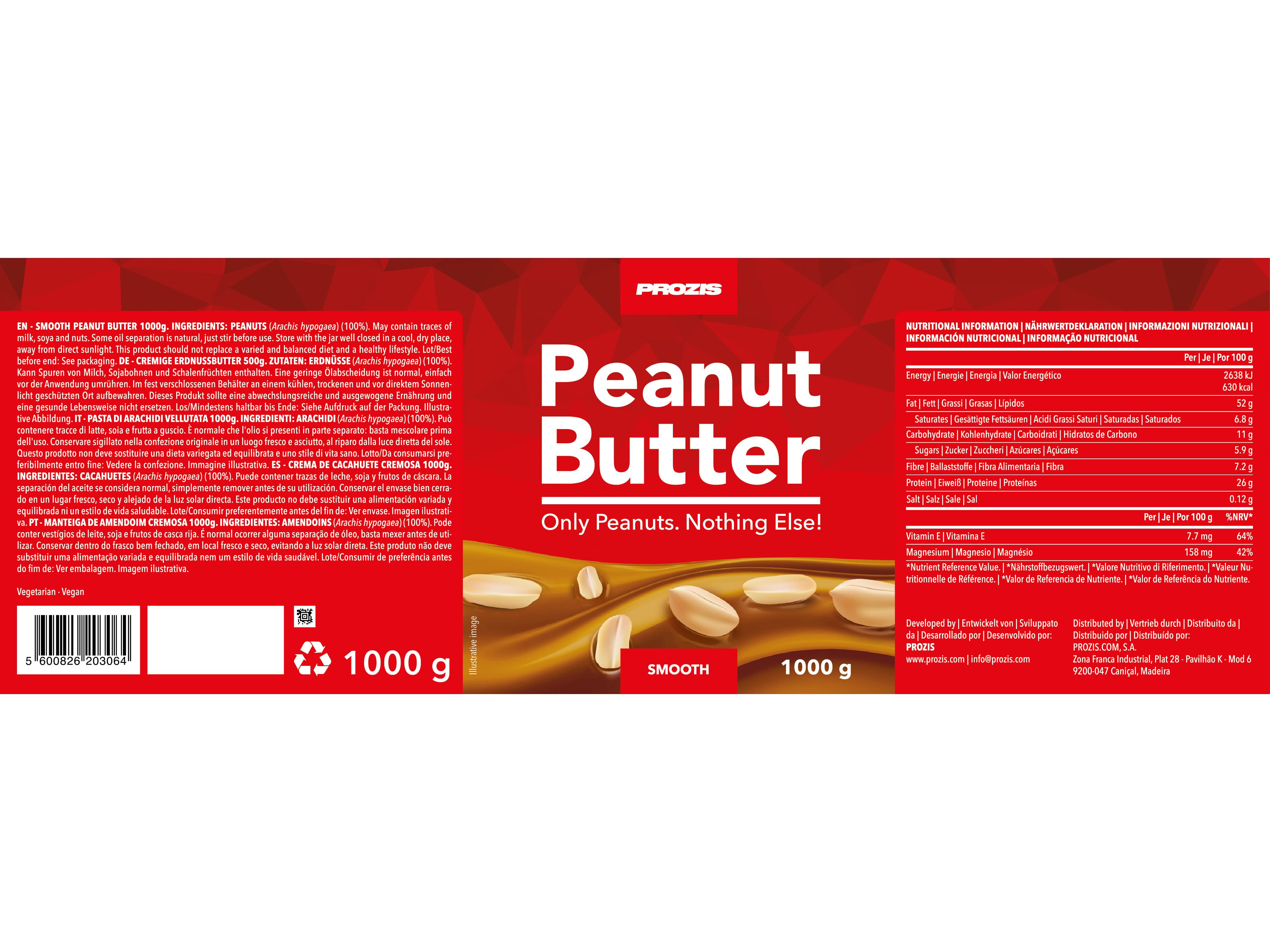 MANTEIGA PROZIS AMENDOIM CREMOSA E 100% NATURAL 1KG image number 1