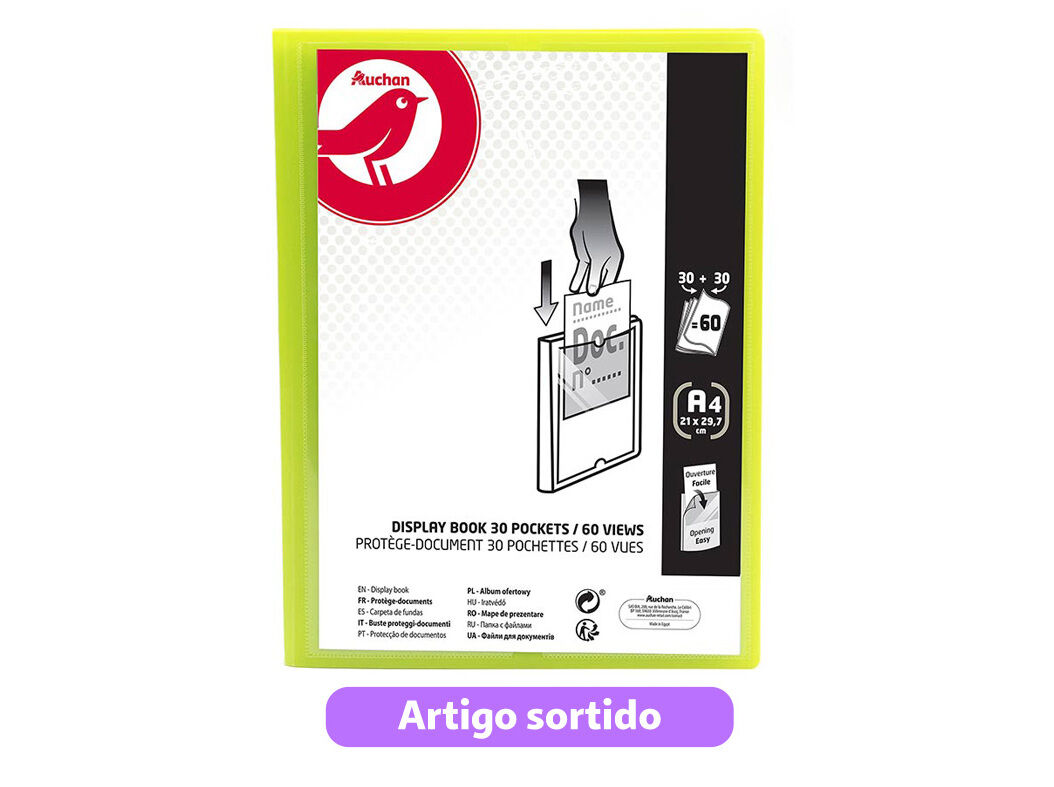 PORTF&Oacute;LIO AUCHAN A4 30+30 BOLSAS CORES SORTIDAS image number 5