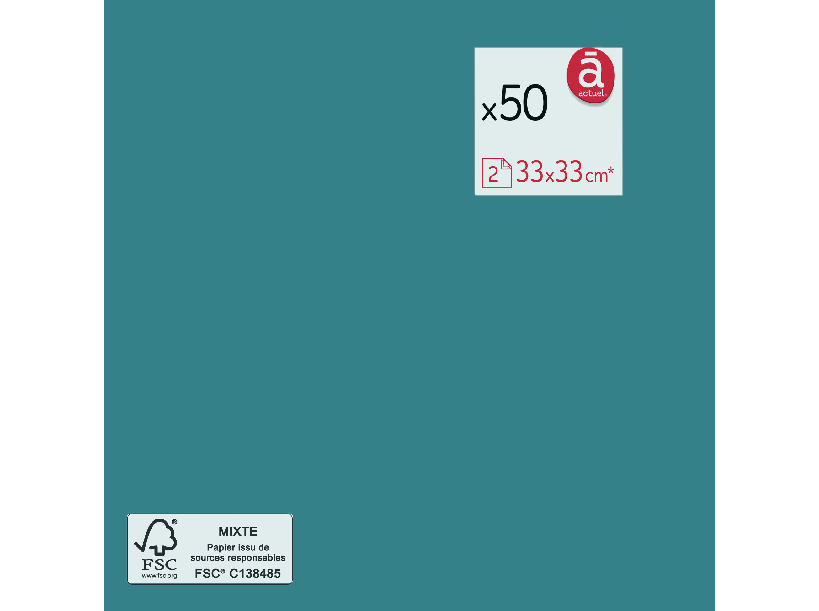 GUARDANAPOS FOLHA DUPLA ACTUEL AZUL 38X38CM 50 UNIDADES image number 0