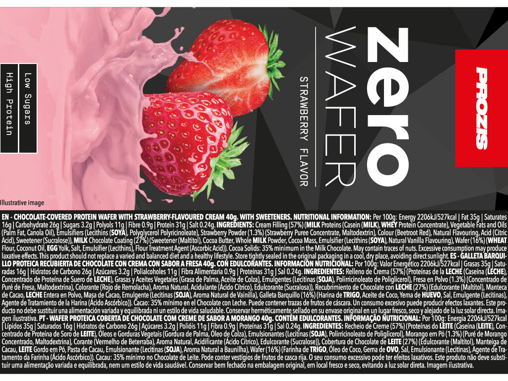 WAFER PROZIS ZERO PROTEICA MORANGO 40G image number 1