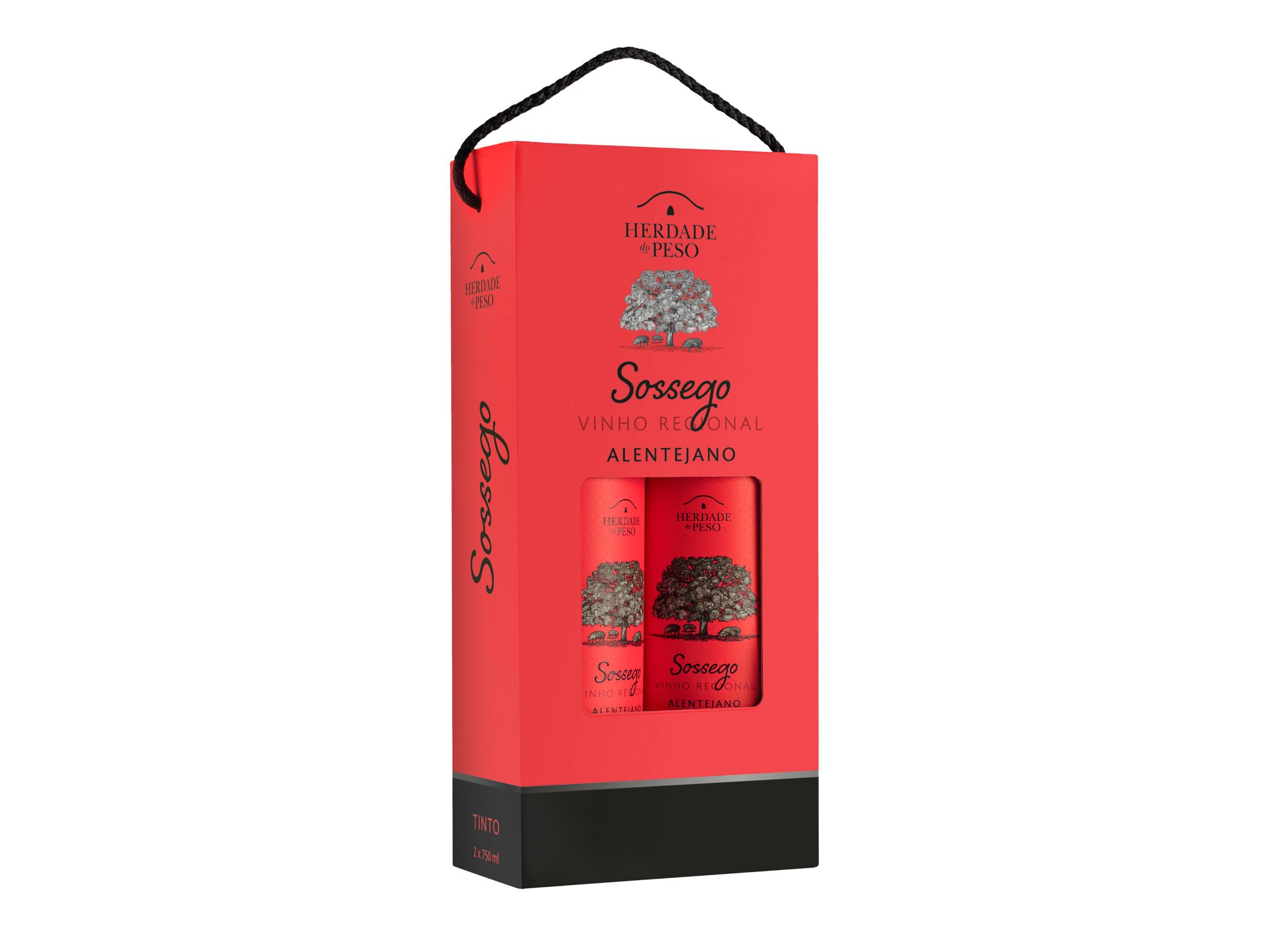 CONJUNTO VINHO TINTO SOSSEGO ALENTEJO 2X0.75L image number 0