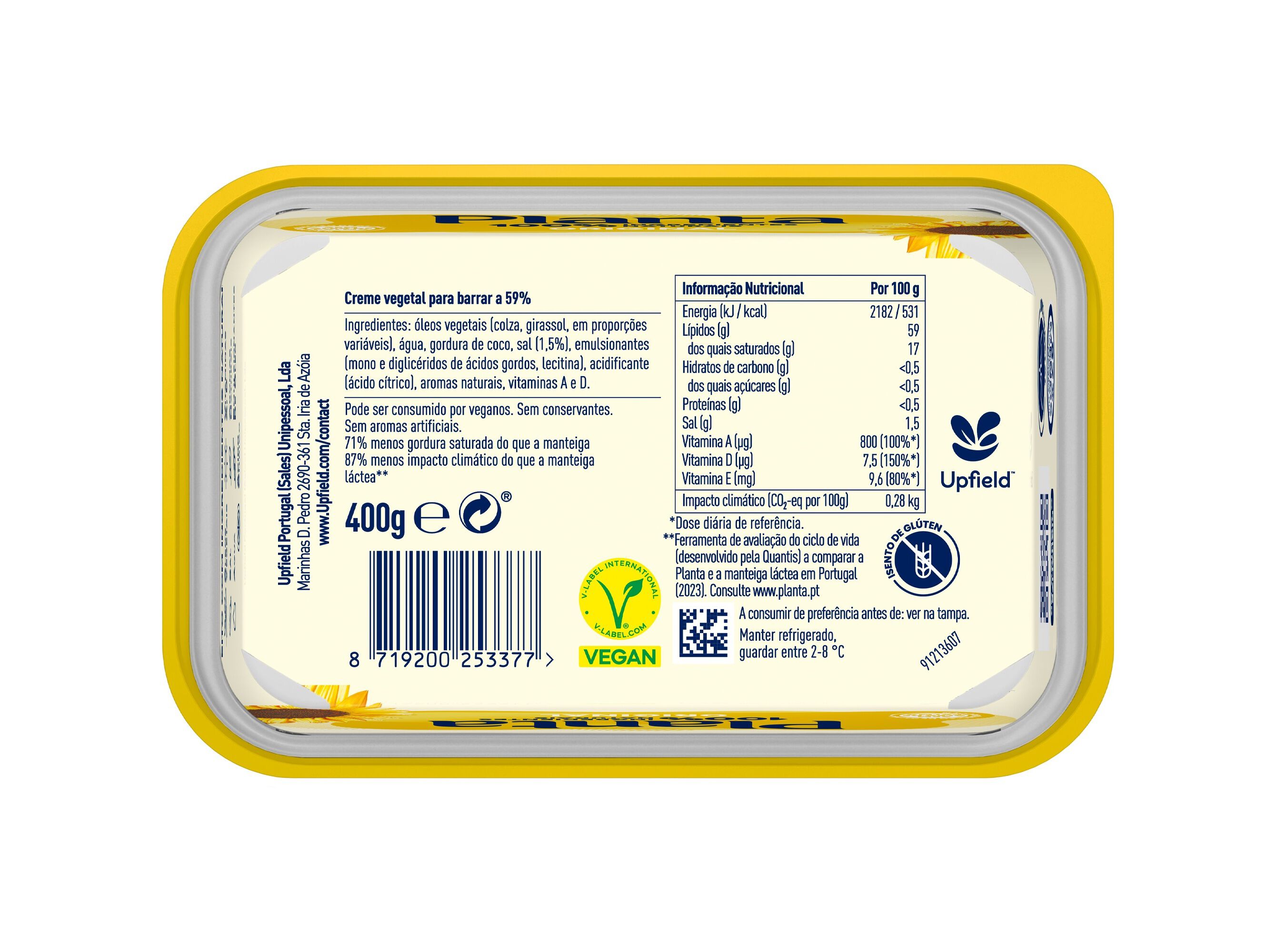 CREME VEGETAL PLANTA P/BARRAR ORIGINAL 400G image number 1