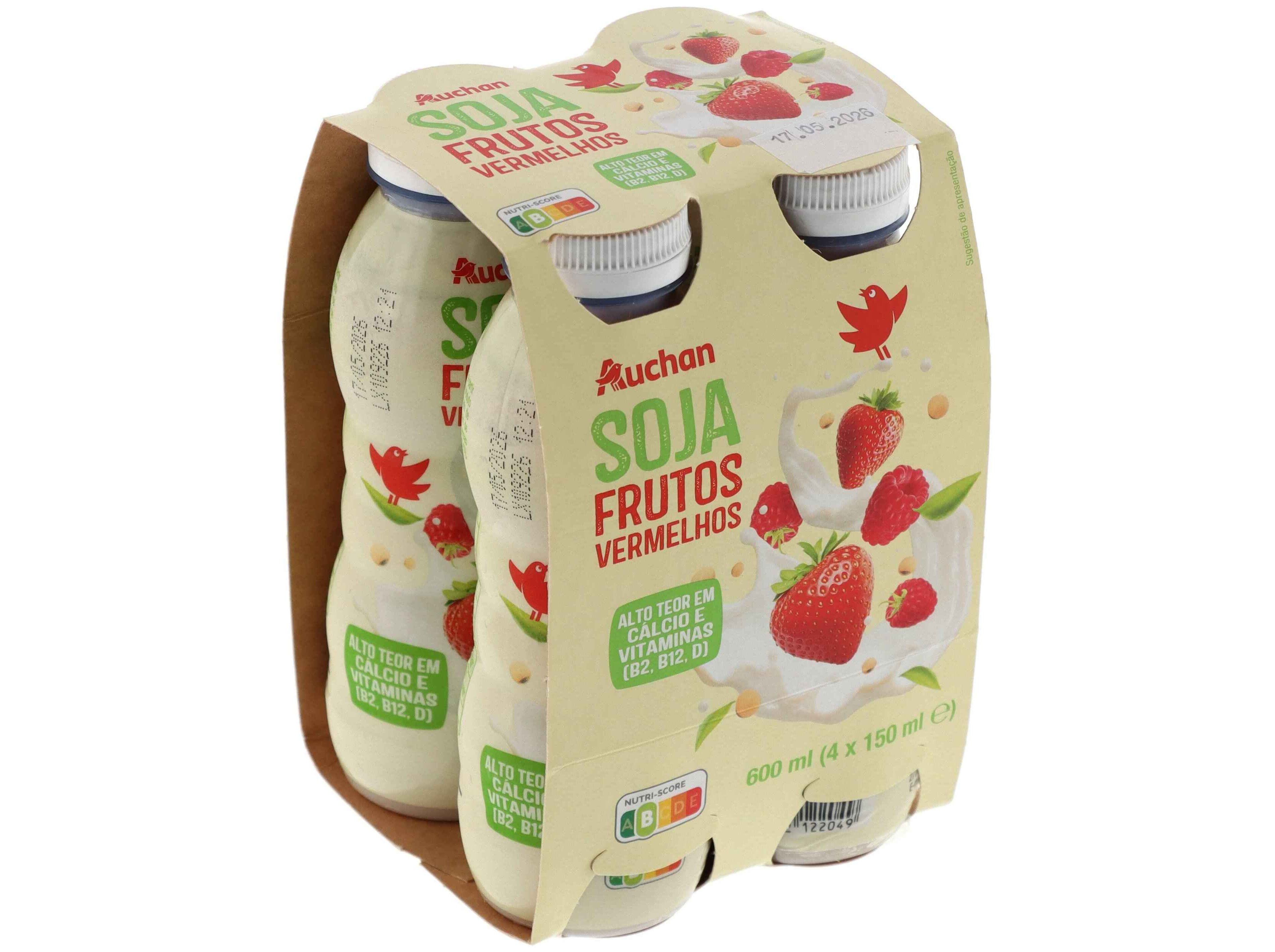 SOJAGURTE L&Iacute;QUIDO AUCHAN FRUTOS VERMELHOS 4X150 ML image number 2