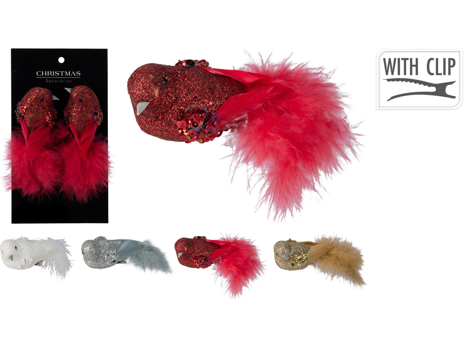 CONJUNTO DE 2 P&Aacute;SSAROS COM CLIP 12X4X3.5CM CORES SORTIDAS image number 1