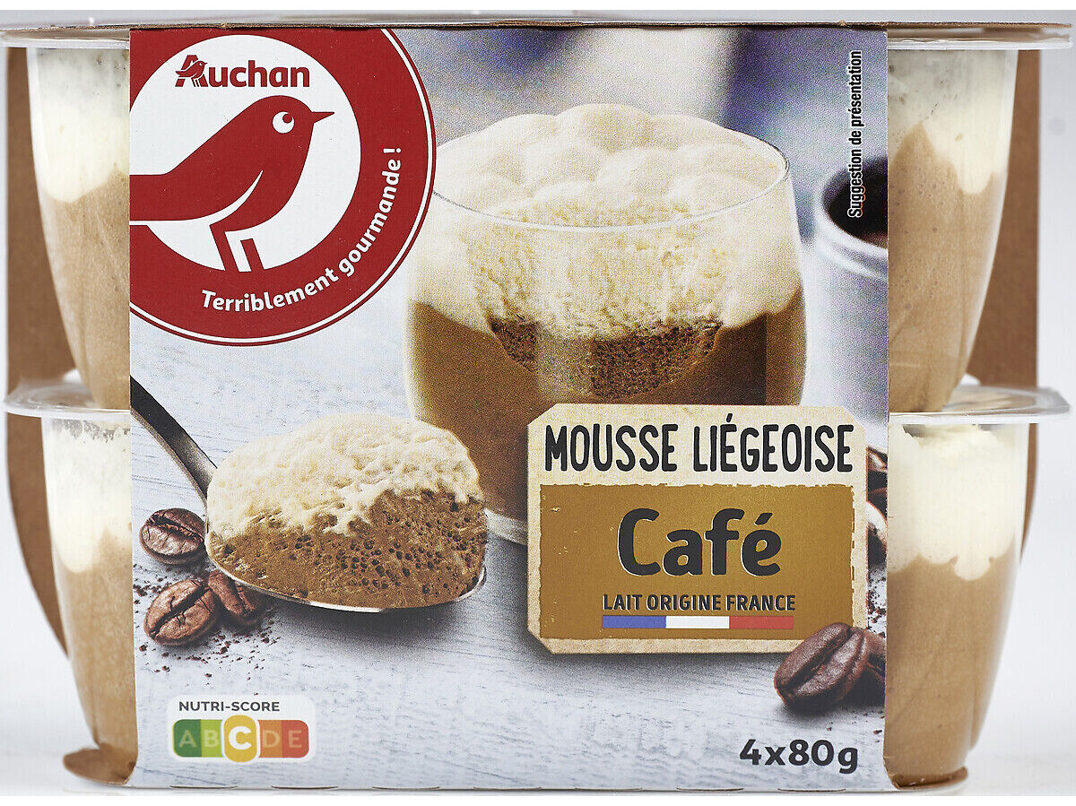 MOUSSE LI&Eacute;GEOIS AUCHAN CAF&Eacute; 4X80G image number 0