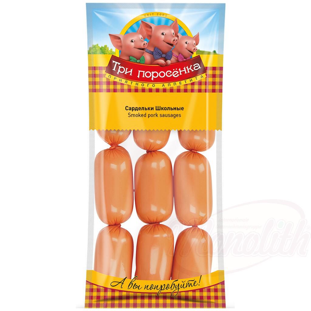 SALSICHAS PORCO TRI POROSENKA SARDELKI SHKOLNIE 400G image number 0
