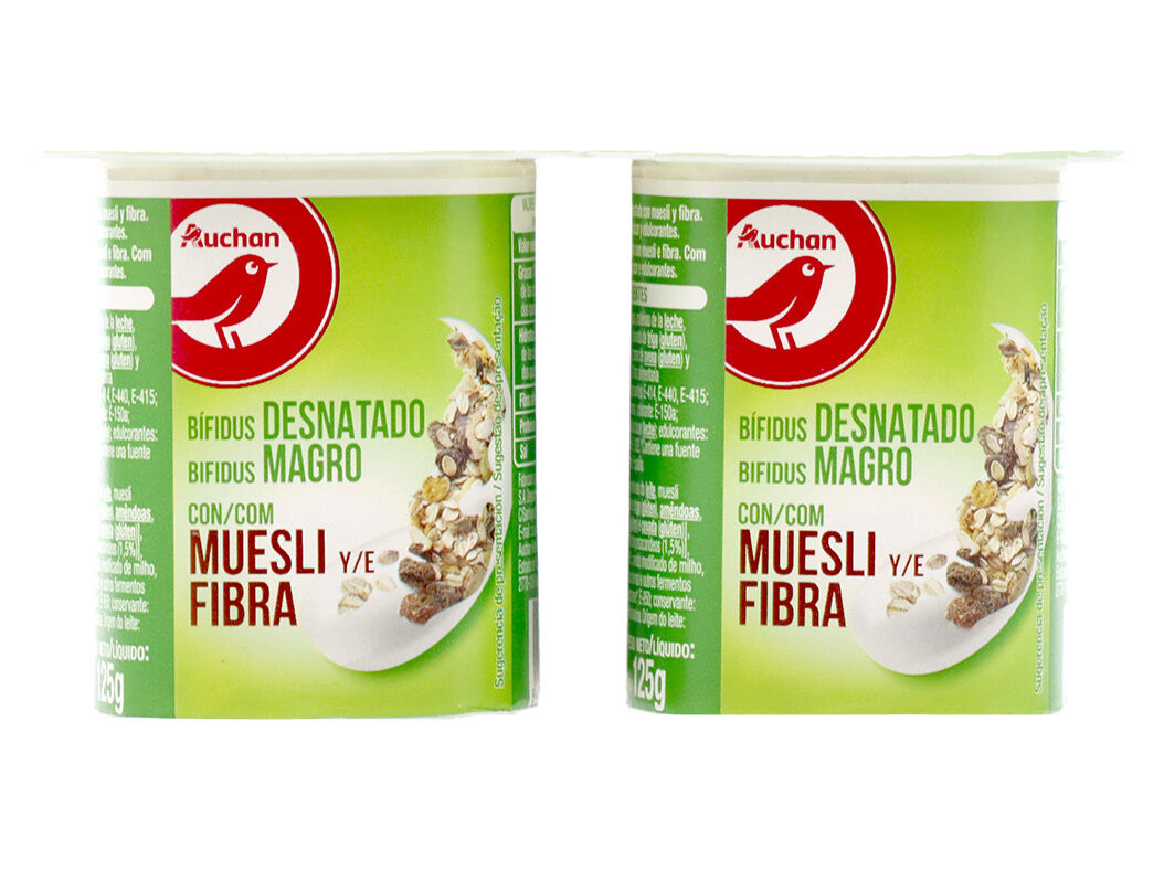B&Iacute;FIDUS AUCHAN PEDA&Ccedil;OS MAGRO MUESLI E FIBRA 4X125G image number 0