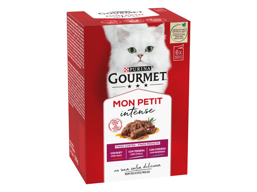 COMIDA H&Uacute;MIDA PARA GATO GOURMET MON PETIT COM CARNE 6X50G image number 1
