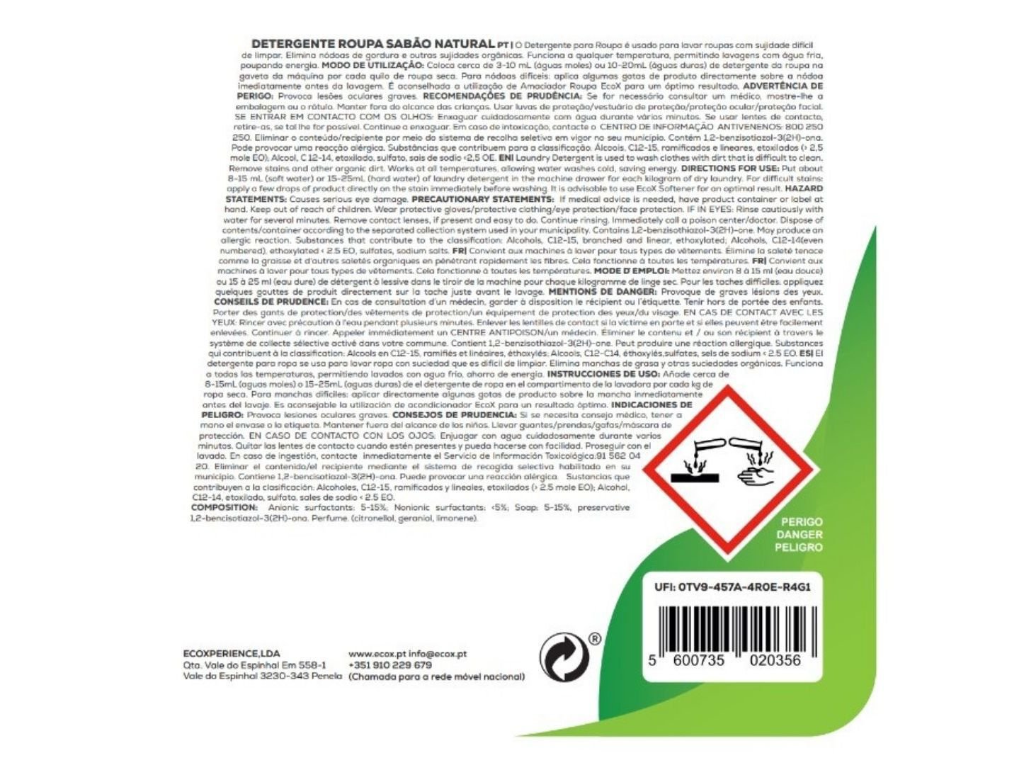 DET ROUPA M&Aacute;QUINA ECOX SAB&Atilde;O NATURAL 34 DOSES image number 1